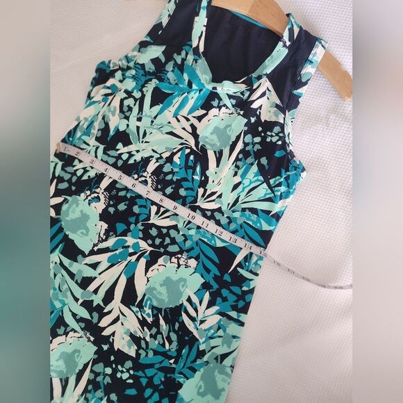 Title Nine Tropical Print Midi Dress - Blue and Green - Picture 5 of 11